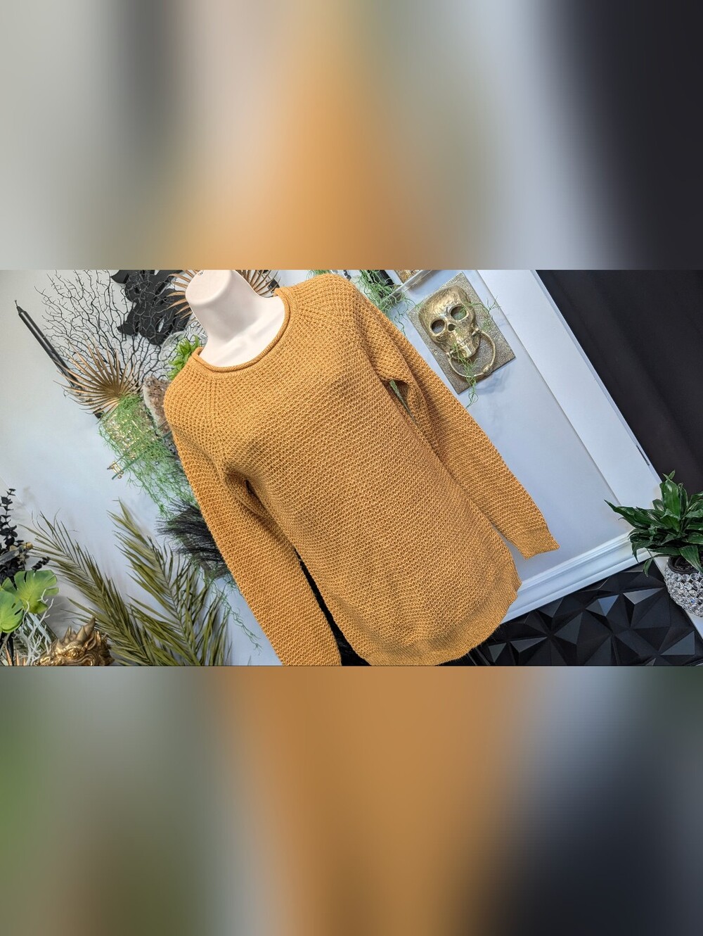 Ambiance Apparel Caramel Waffle Sweater SM